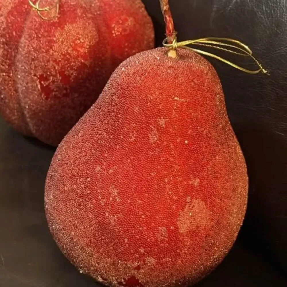 Red Beaded Artificial Apple and Pear Decor